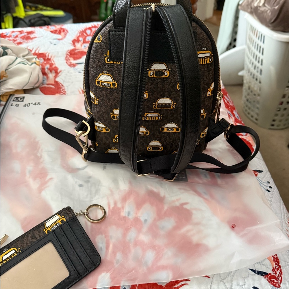 Michael Kors Brown Backpack with Yellow Taxi Print - Picture 3 of 6